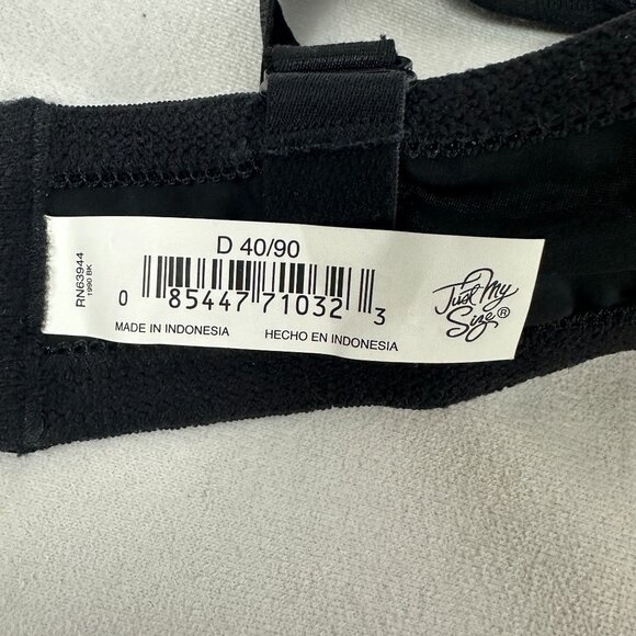 Just My Size Womens Black Underwire Bra 40D Nylon/Spandex - Picture 5 of 7